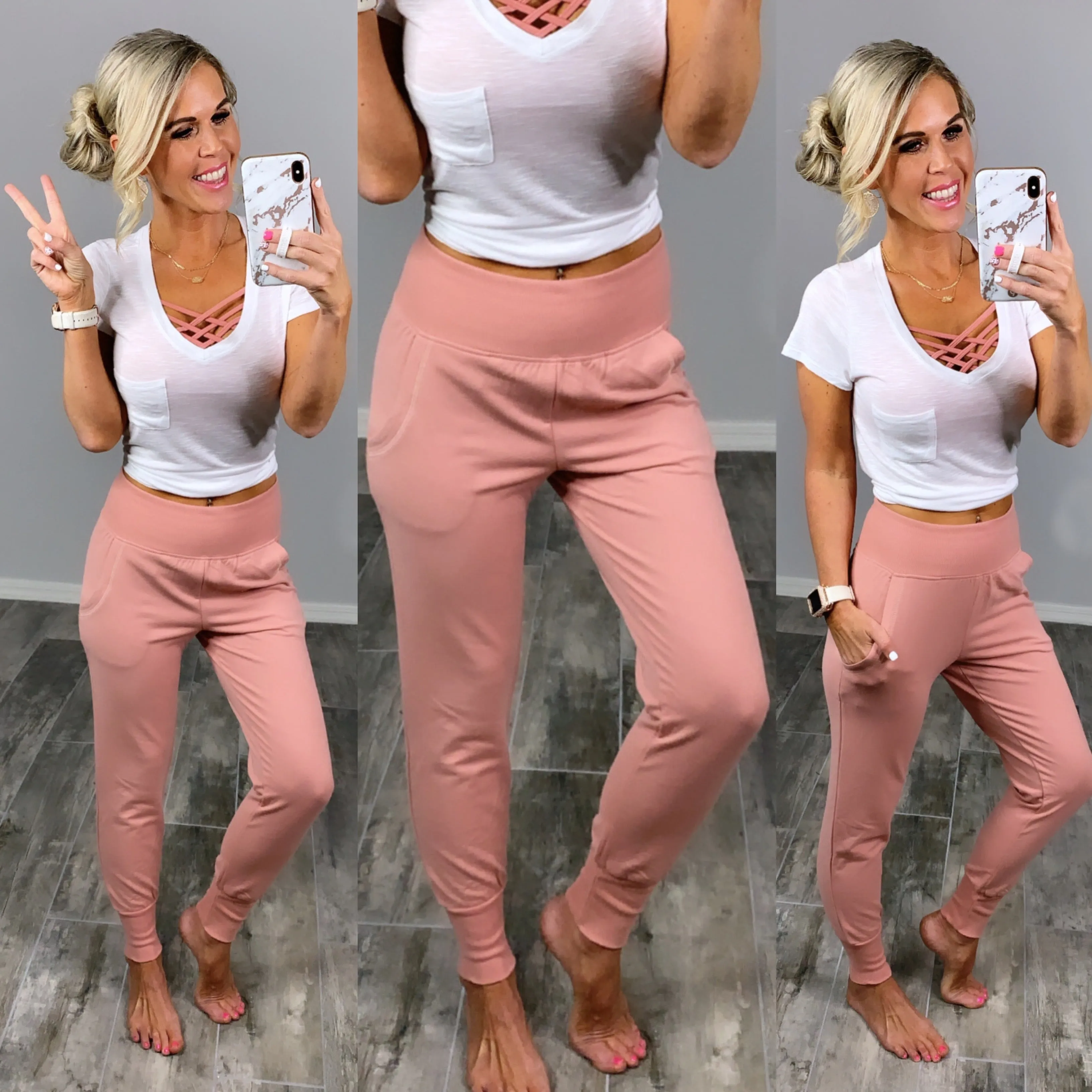 Lounging Around Joggers - Rose