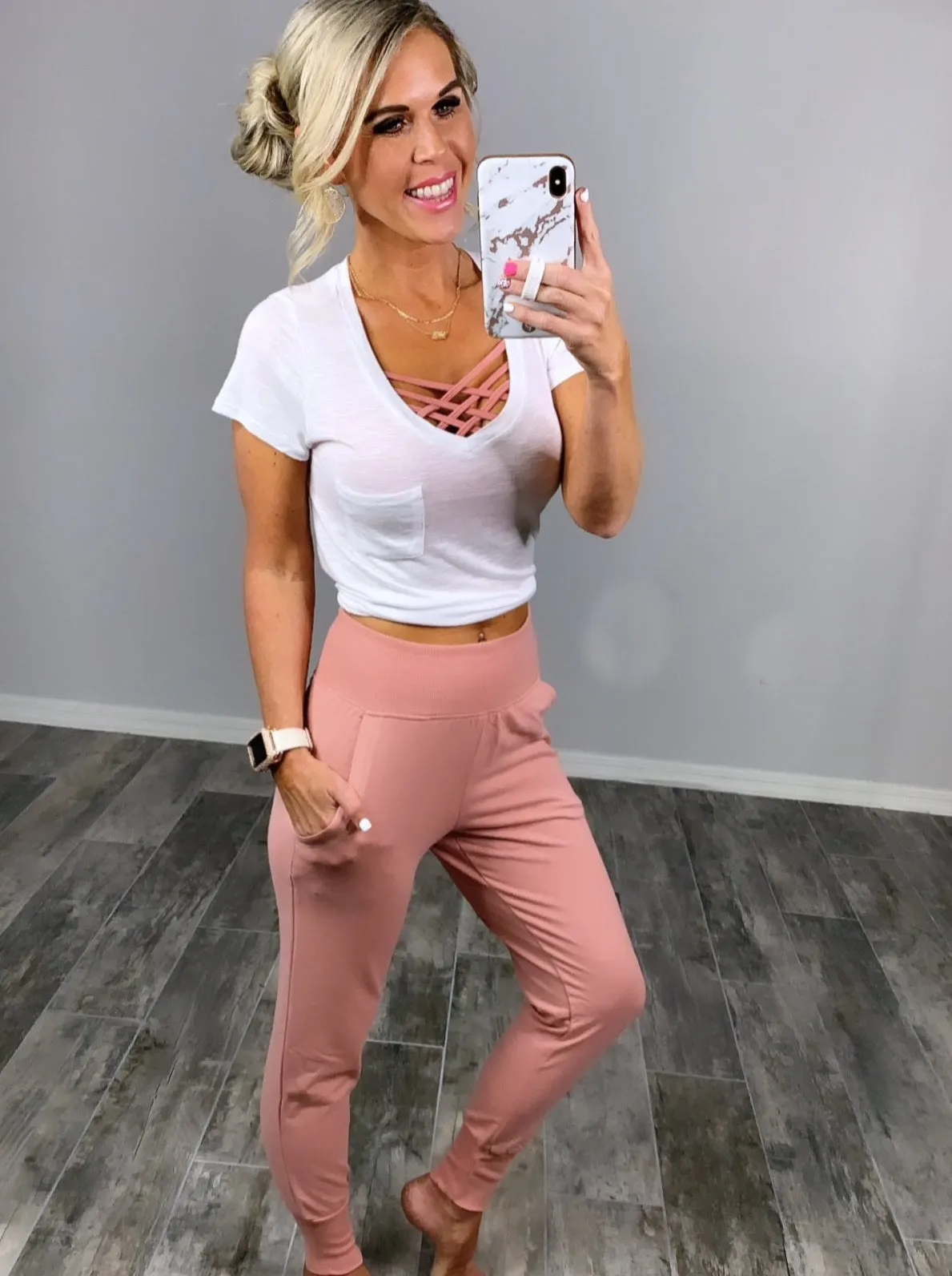 Lounging Around Joggers - Rose