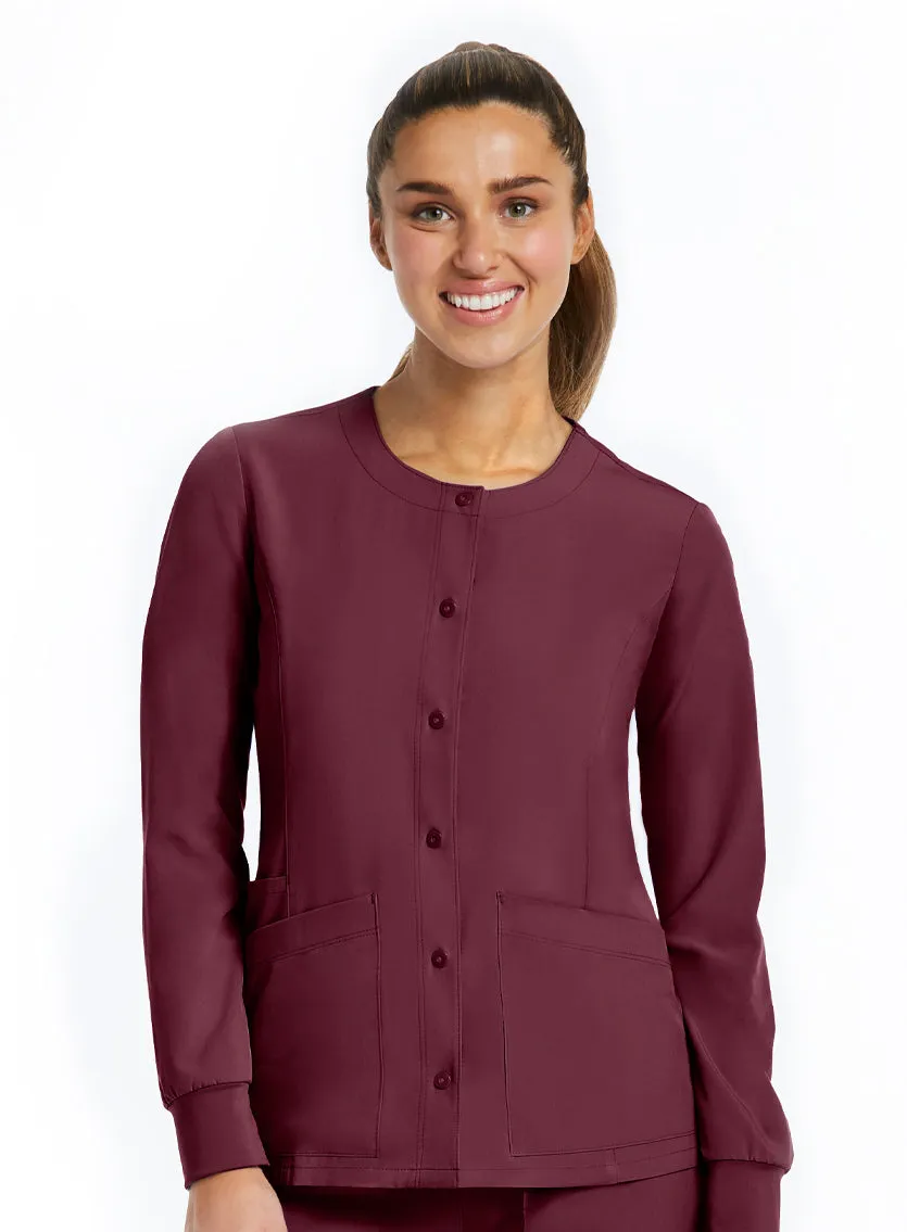 Maevn Round Neck Snap Scrub Jacket