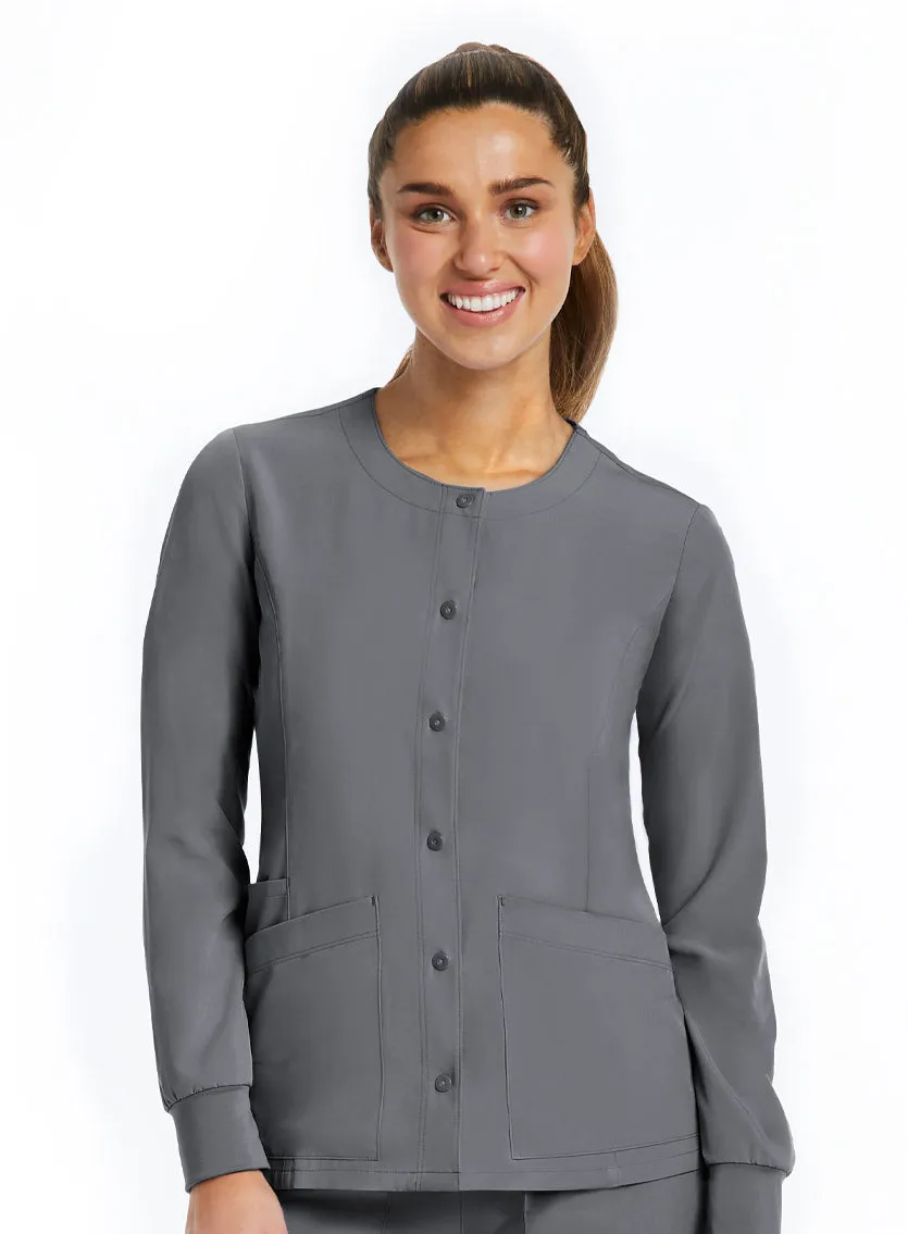 Maevn Round Neck Snap Scrub Jacket