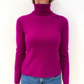 Magenta Pink Cashmere Polo Neck Jumper Small