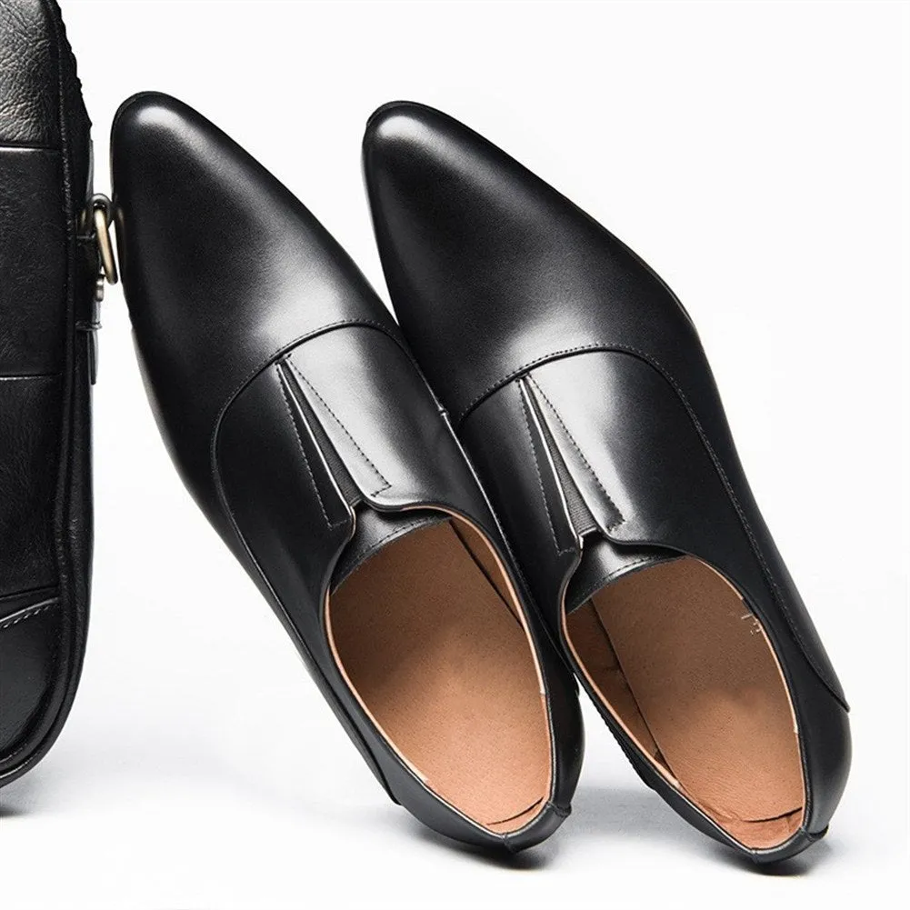 Men Round Toe Low Top High Heel Formal Shoes