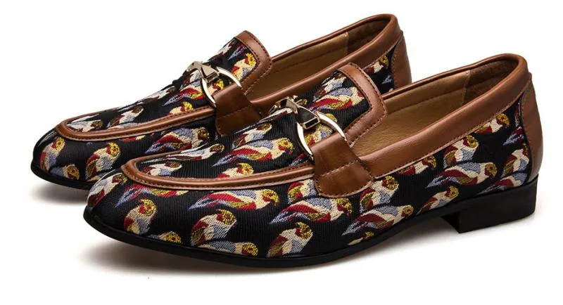 Men's Casual Leather Loafers With Print