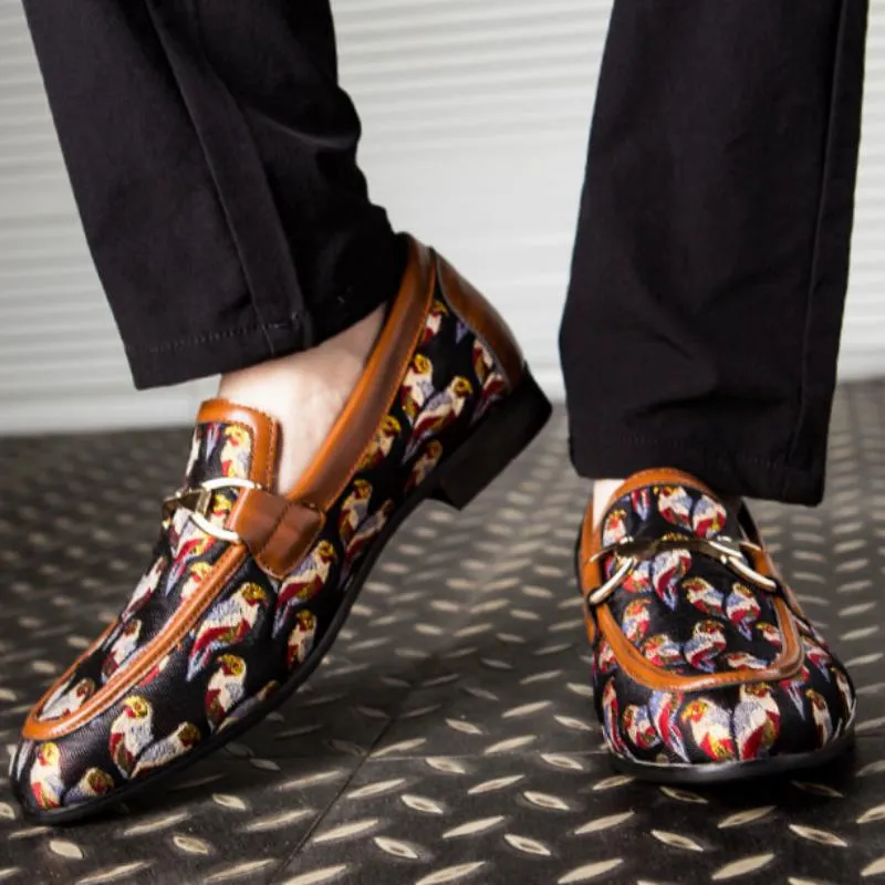 Men's Casual Leather Loafers With Print