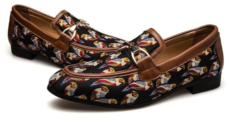 Men's Casual Leather Loafers With Print