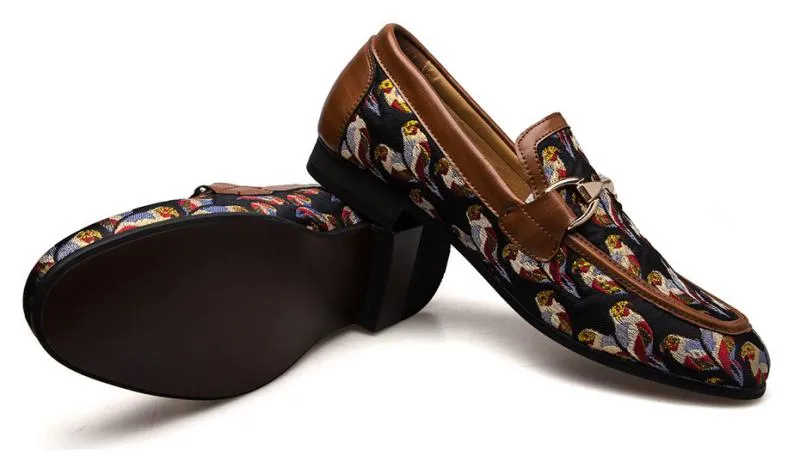 Men's Casual Leather Loafers With Print