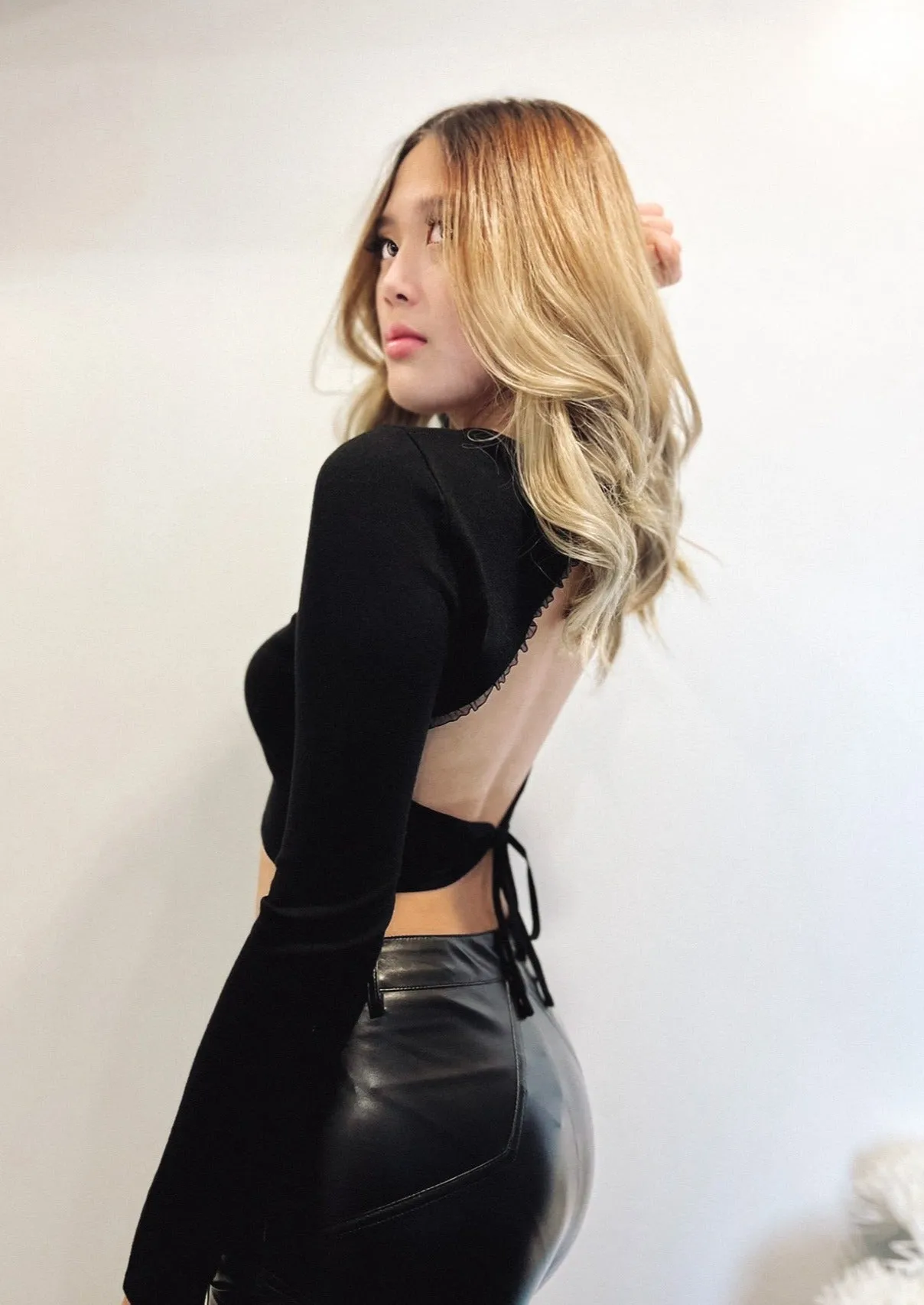 Meriah Black Open Back Top