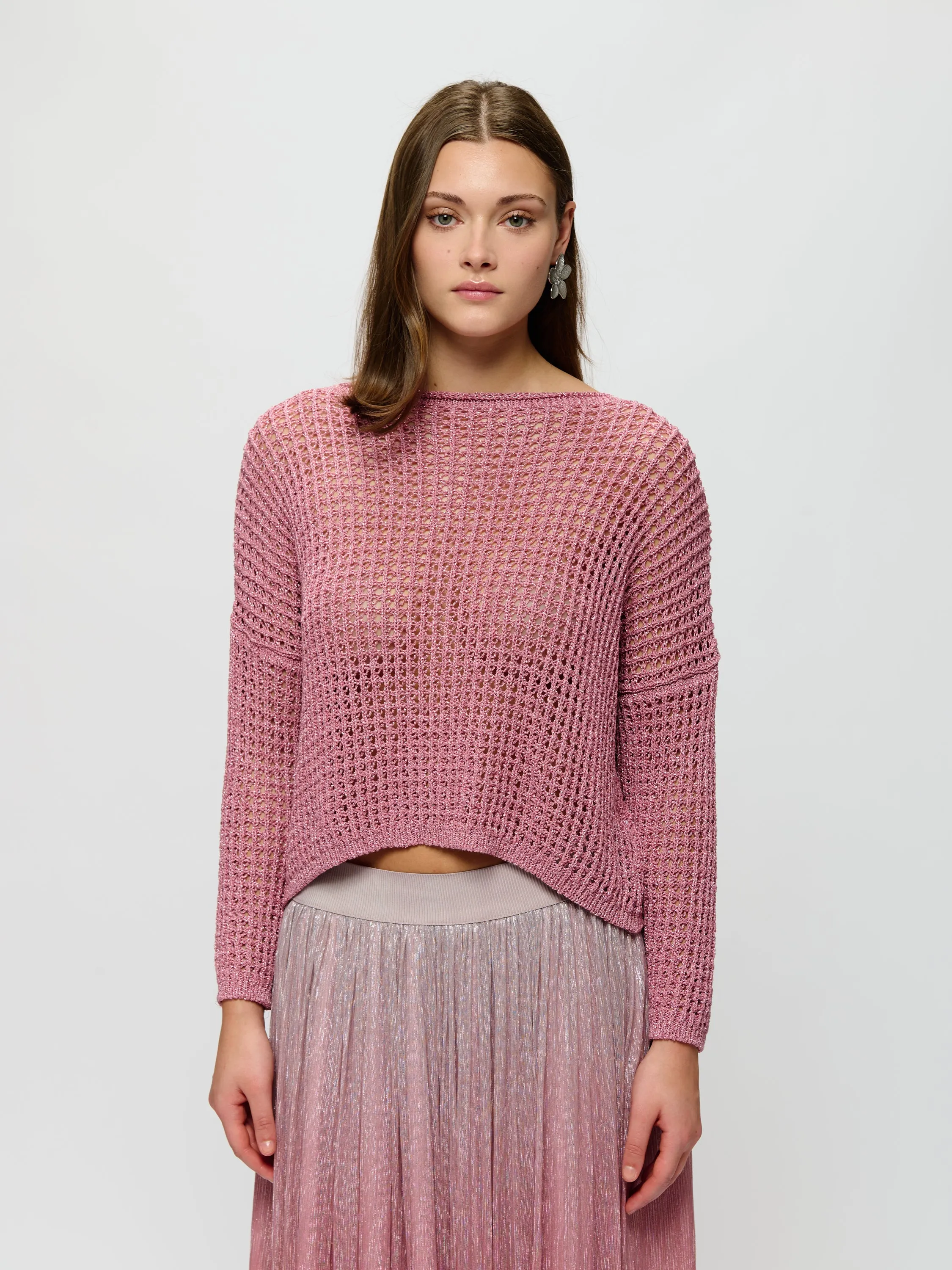 Metallic Crochet Knit Sweater
