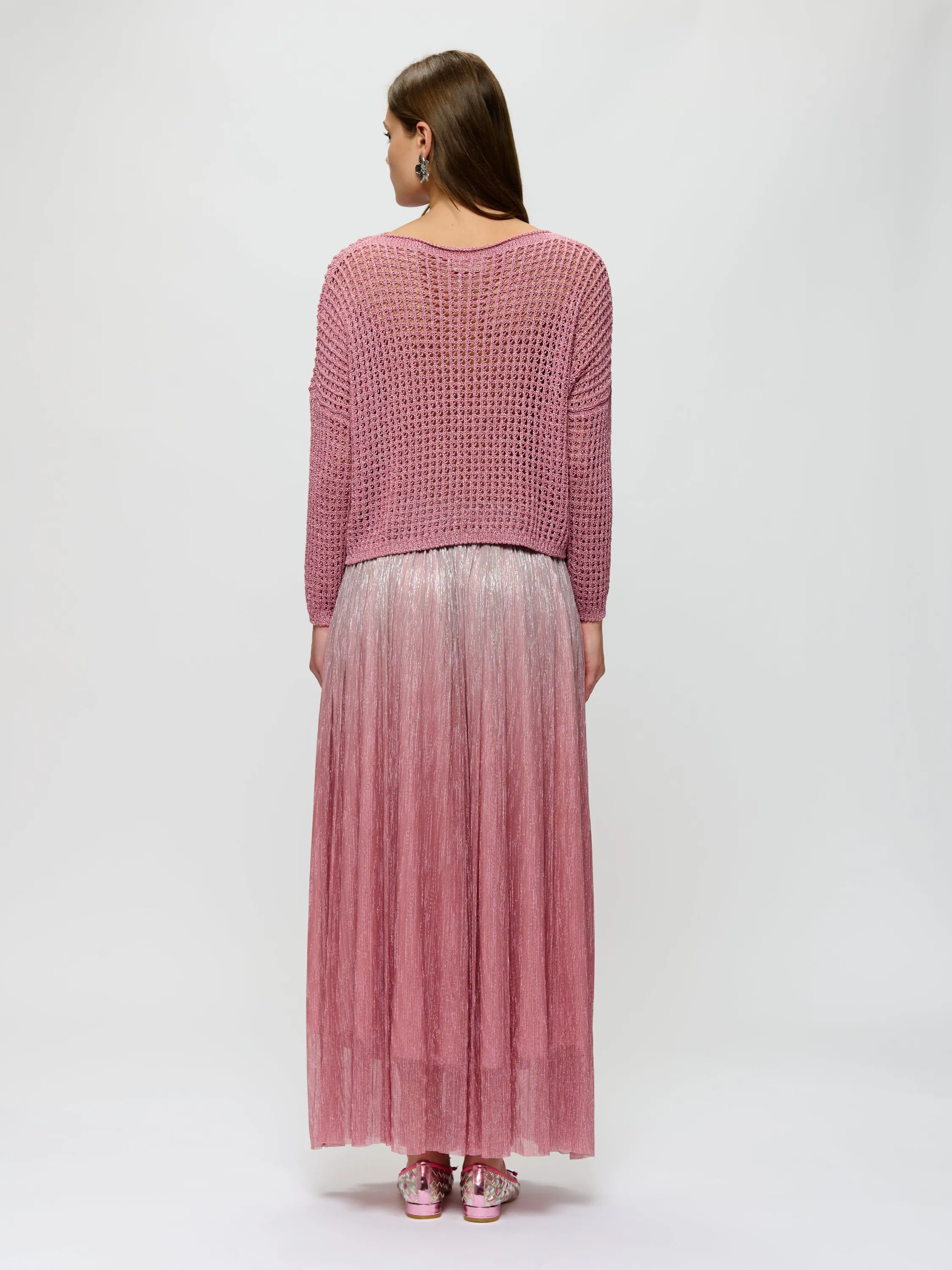 Metallic Crochet Knit Sweater