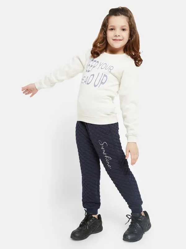 Mettle Girls Self Design Mid-Rise Joggers