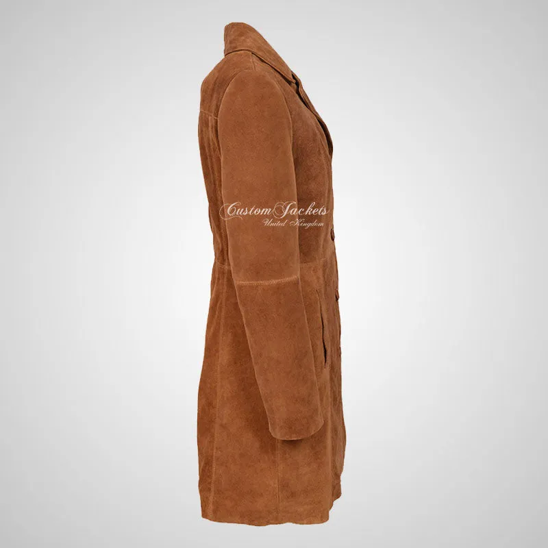 MIDDLETON Ladies Suede Coat Casual Long Leather Blouson Jacket