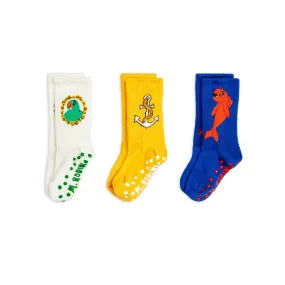 MINI RODINI - Dolphin 3-pack Anti Slip Socks