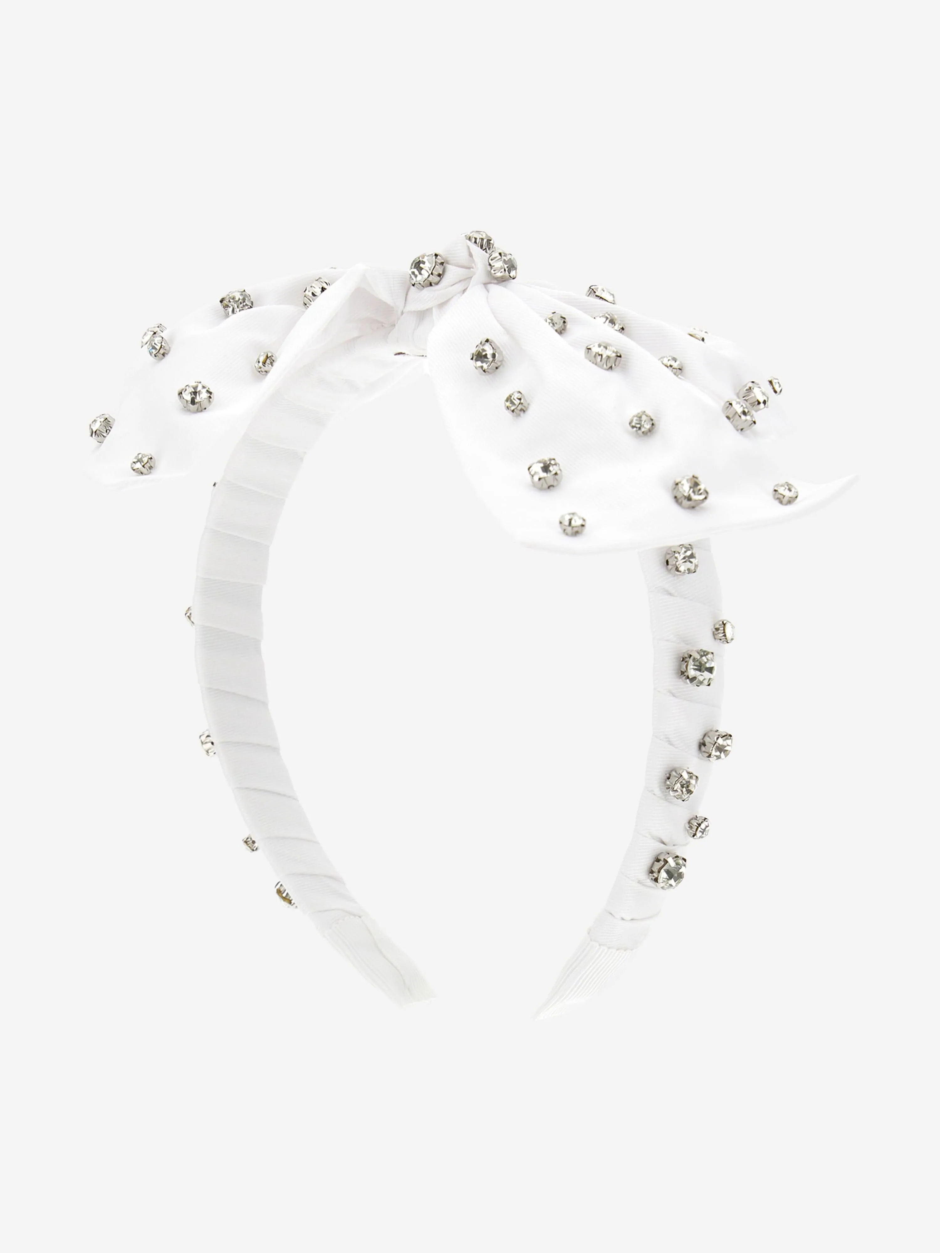 Monnalisa Girls Diamante Bow Headband in White
