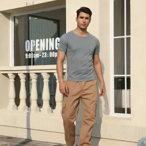 [Multi-pocket Street Style Cargo Pants] Men's Solid Color Cargo Pants, Multi-pocket, Street Style, Suitable For Outdoor Activities Trend Elastic Waist Men's Casual Pants
