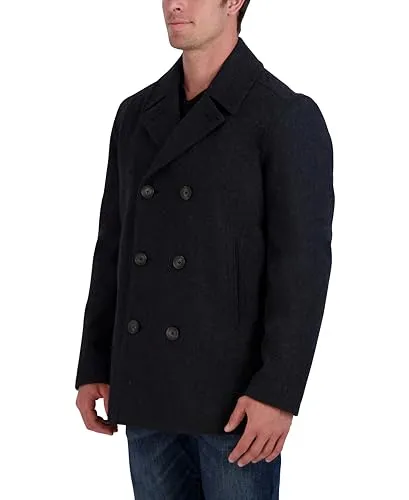 Nautica Men's Classic Double Breasted Peacoat, Charcoal, Small
