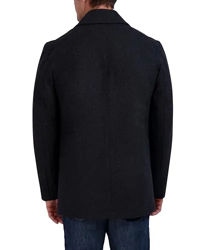 Nautica Men's Classic Double Breasted Peacoat, Charcoal, Small
