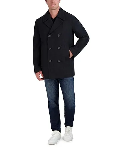 Nautica Men's Classic Double Breasted Peacoat, Charcoal, Small
