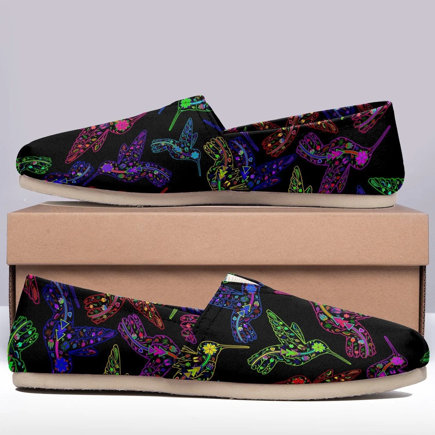 Neon Floral Hummingbirds Slip On
