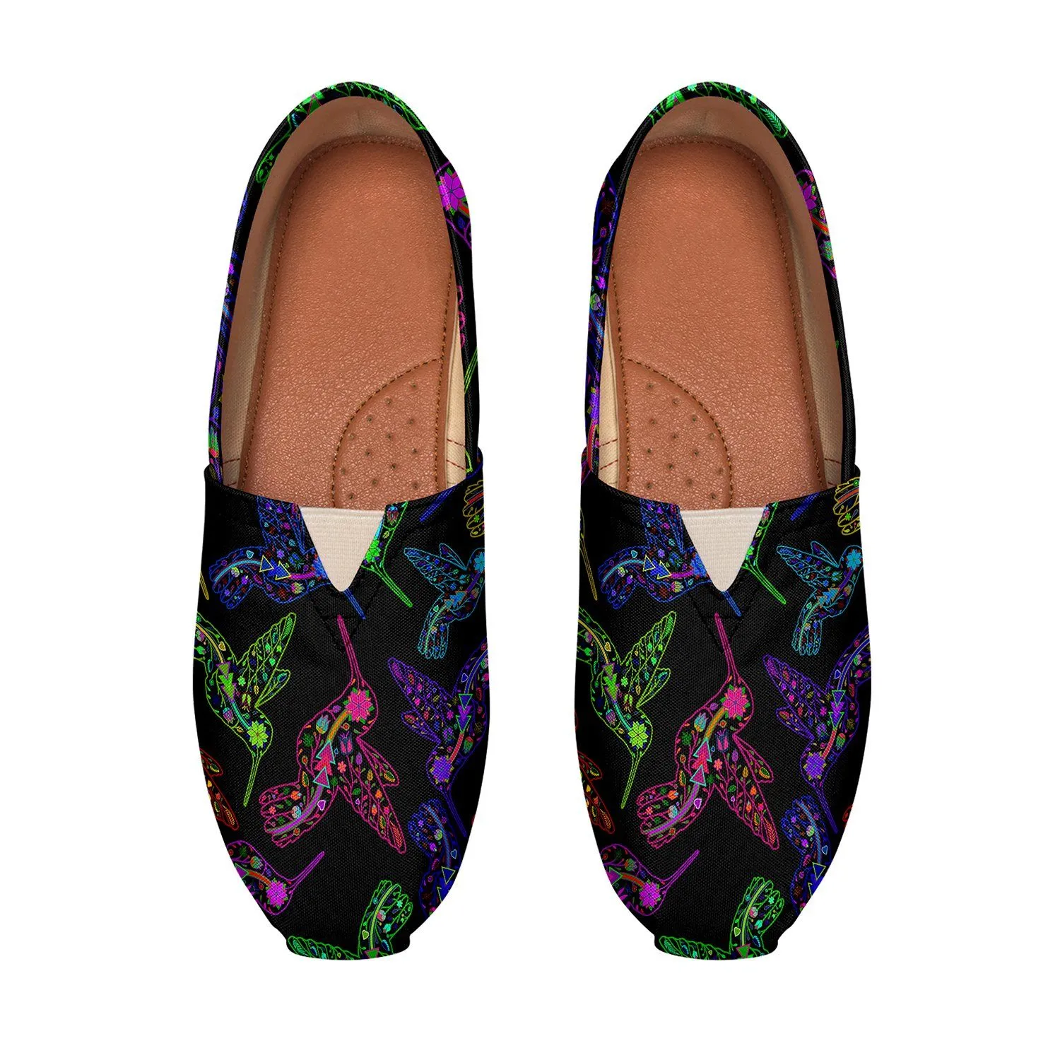Neon Floral Hummingbirds Slip On