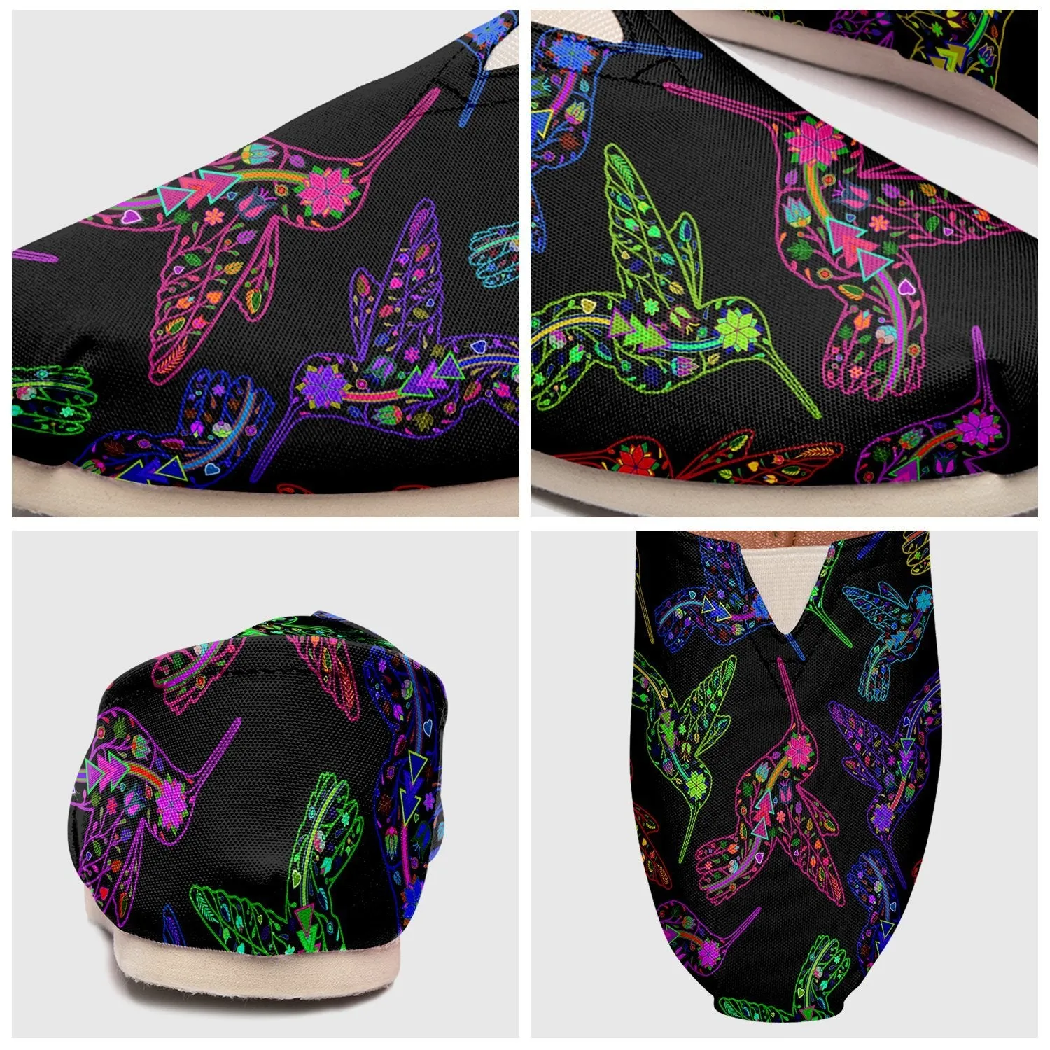 Neon Floral Hummingbirds Slip On