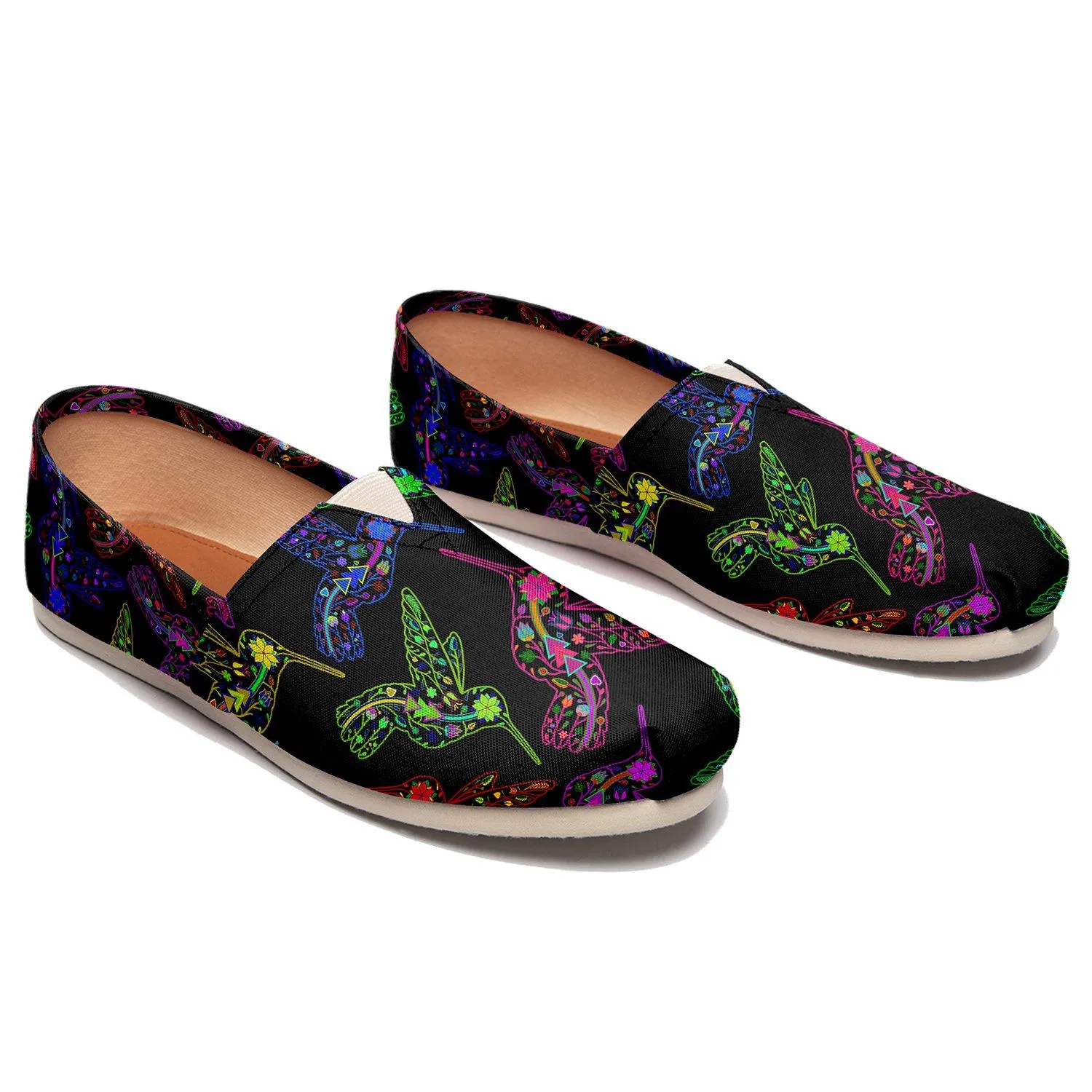 Neon Floral Hummingbirds Slip On
