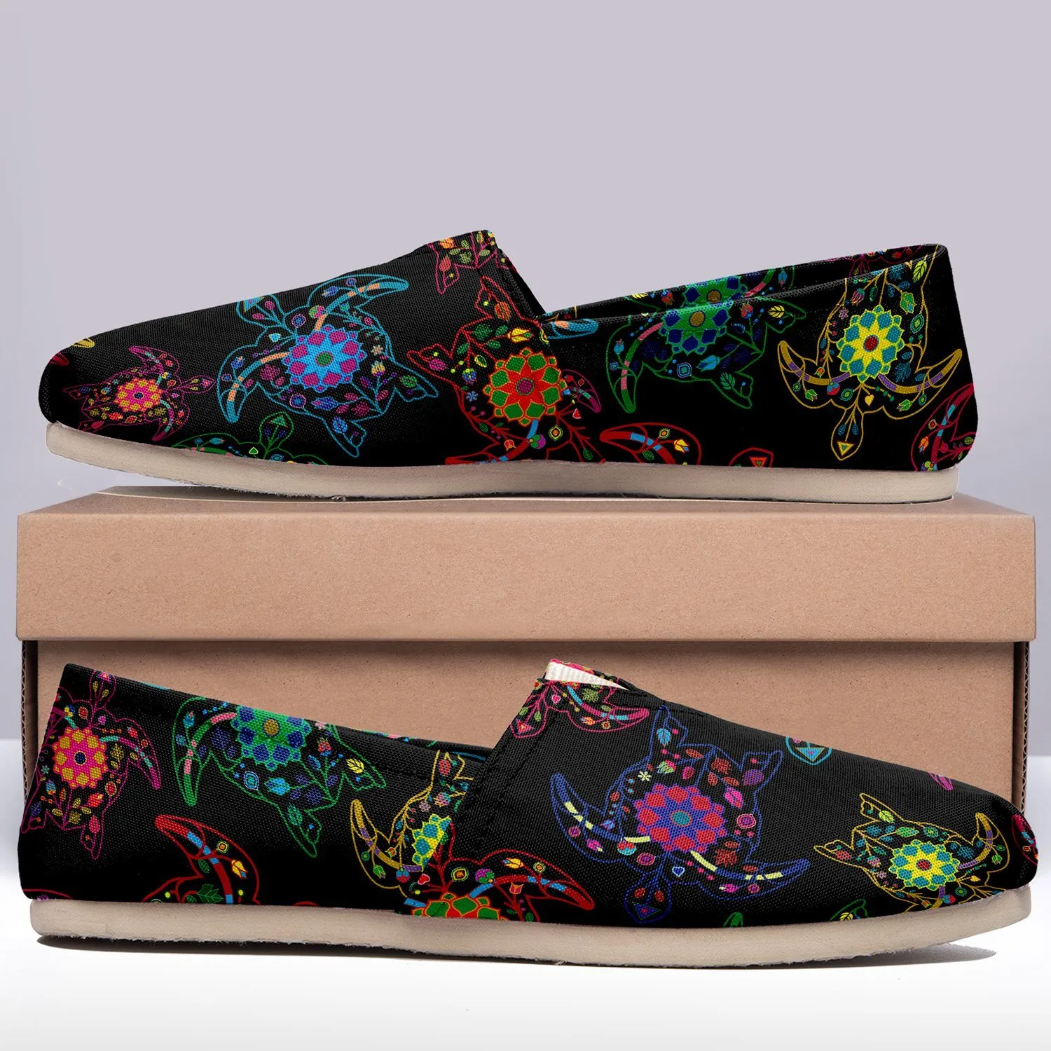 Neon Floral Turtles Slip On