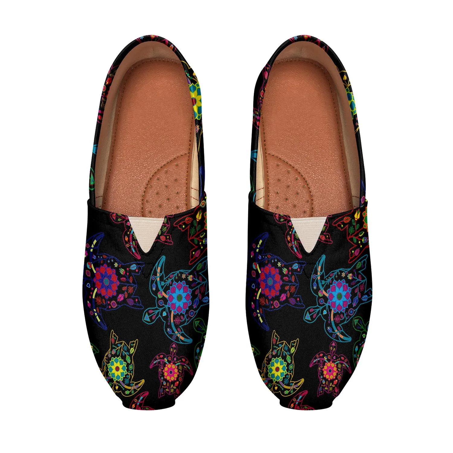Neon Floral Turtles Slip On