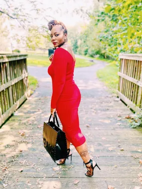 Off the Shoulder Ribbed Dress