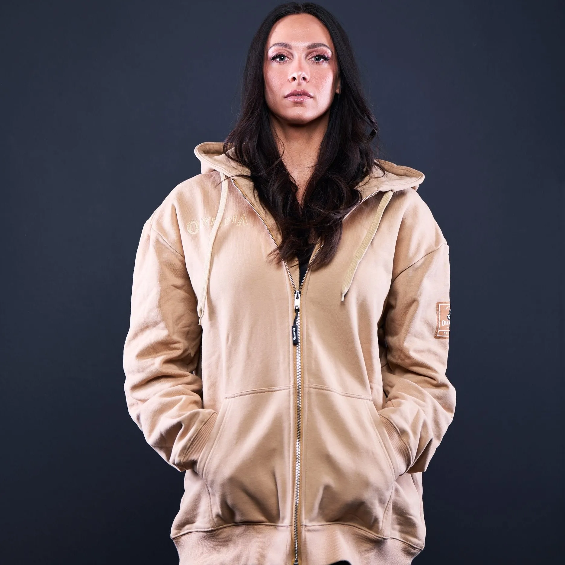 Olympia Full Zip Hoodie Tan