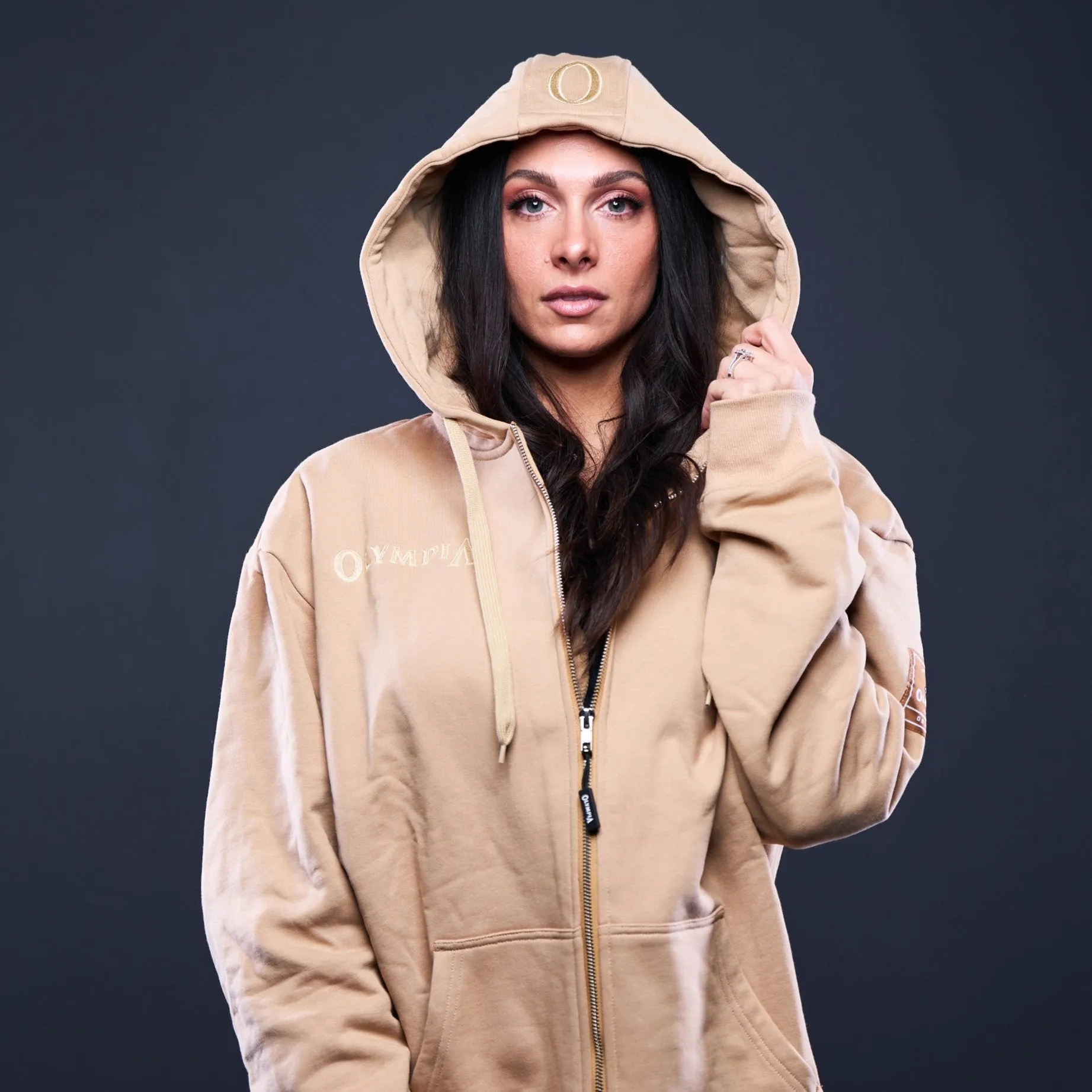Olympia Full Zip Hoodie Tan