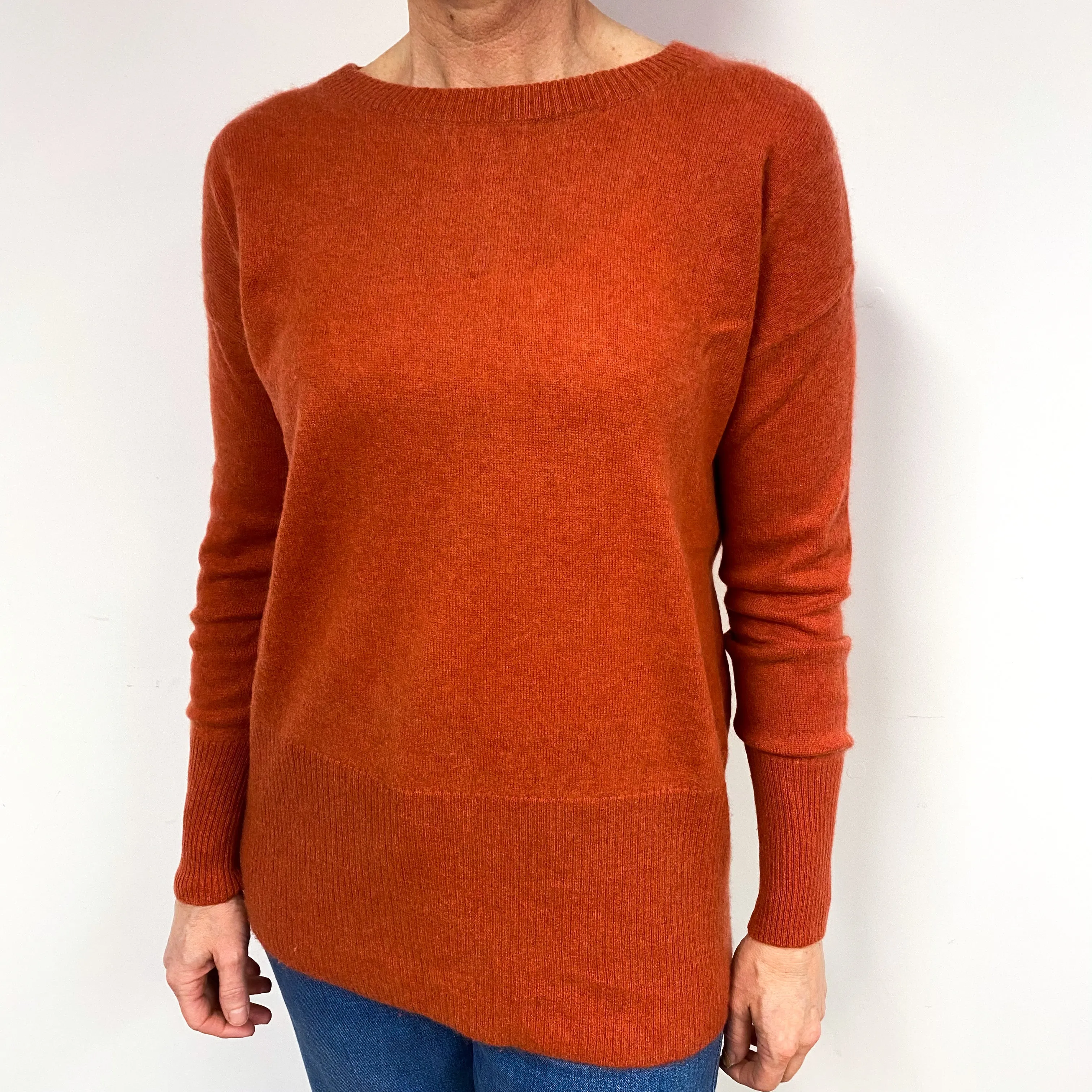 Paprika Orange Cashmere Crew Neck Jumper Medium