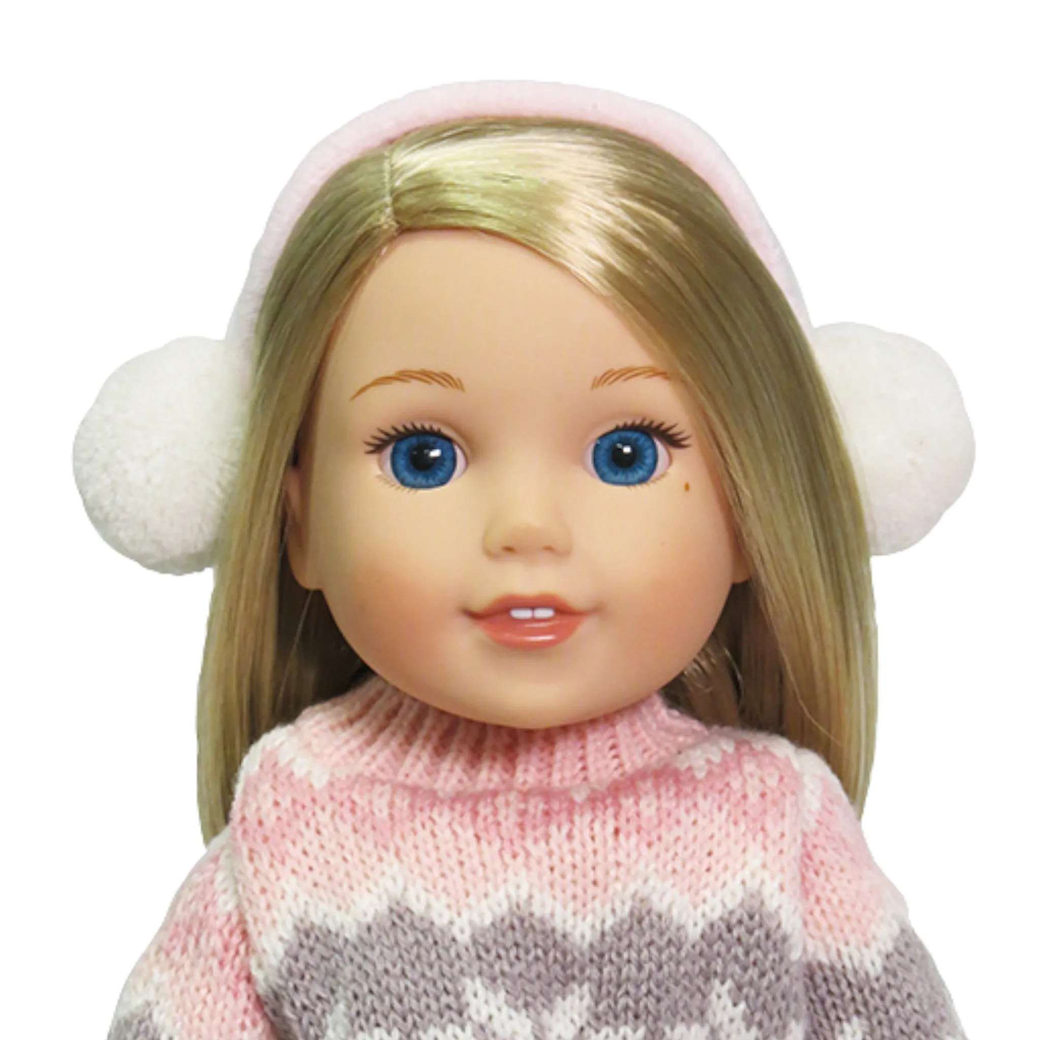 Pink and White Ear Muffs for 14 1/2-inch dolls