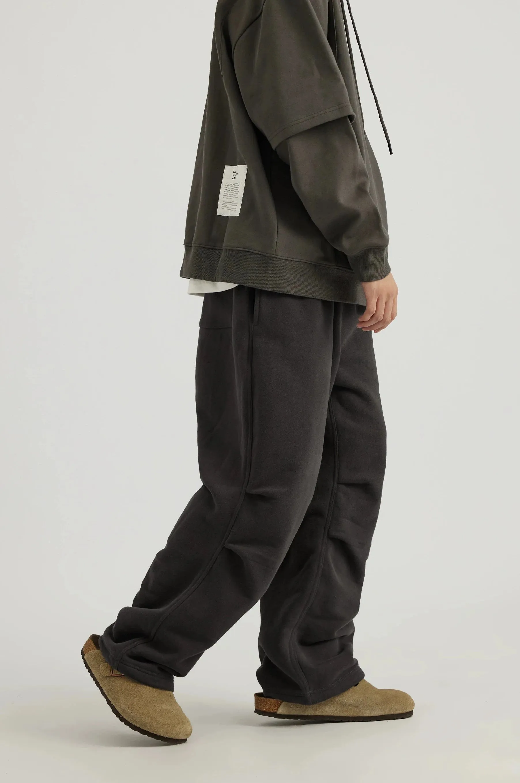 Pleated Tapered Joggers with Back Flap Pocket