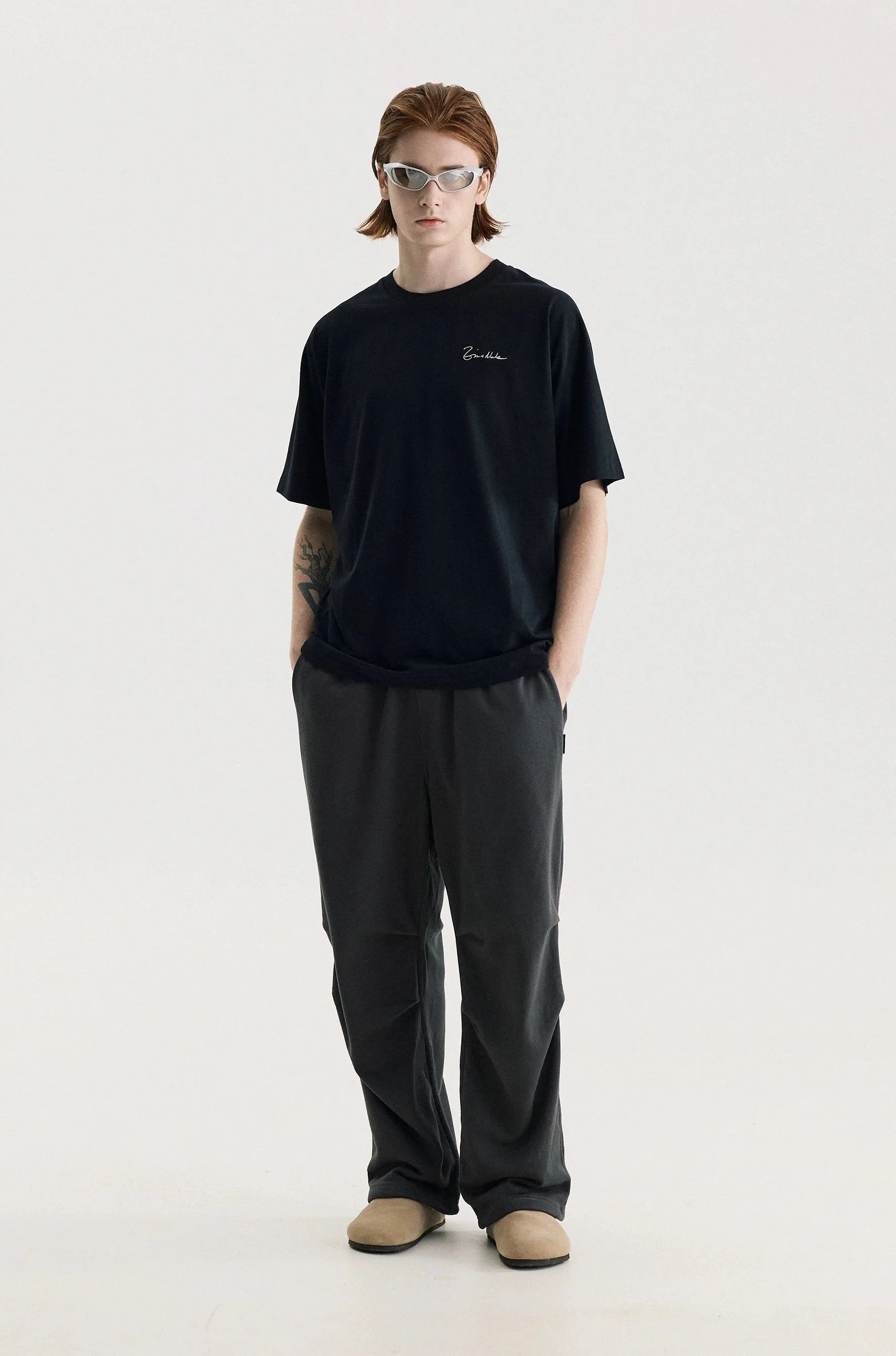 Pleated Tapered Joggers with Back Flap Pocket