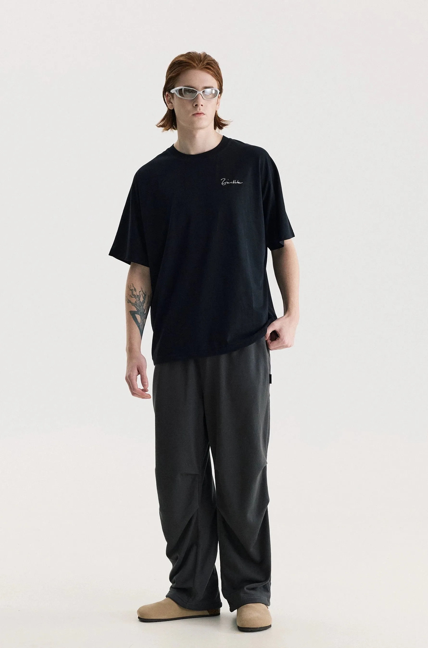 Pleated Tapered Joggers with Back Flap Pocket