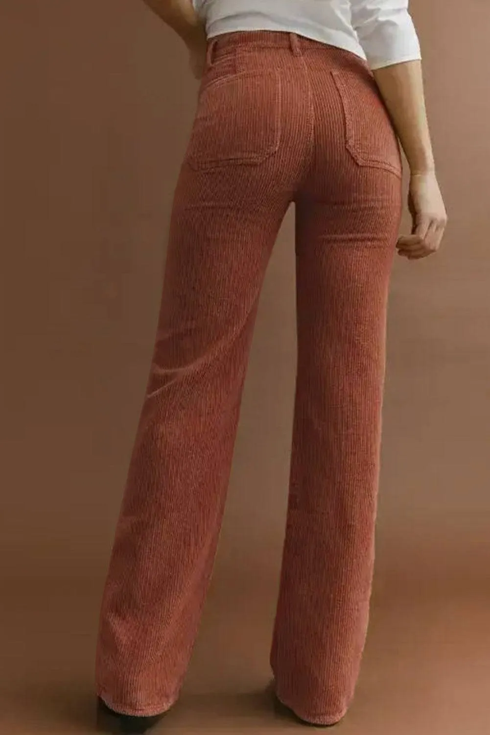 Pocketed High Waist Straight Leg Pants