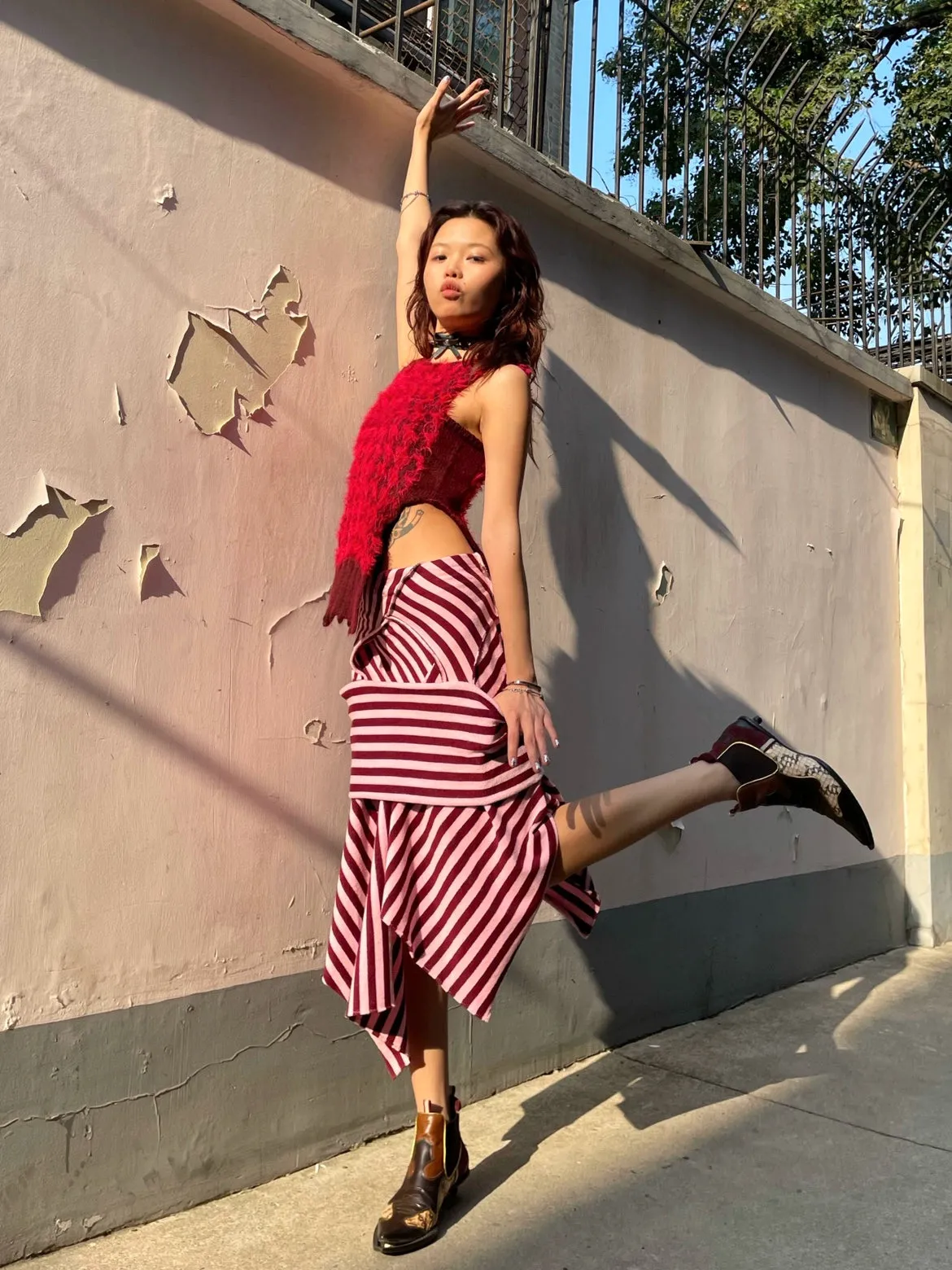 Retro Wine Red Knit Tank top