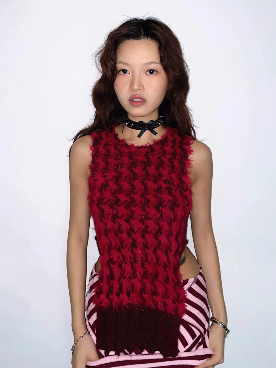 Retro Wine Red Knit Tank top