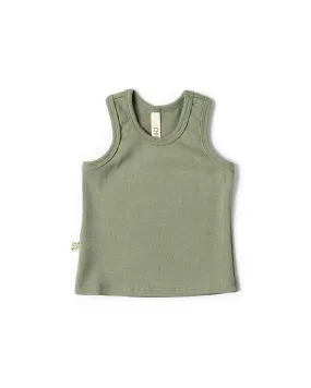 rib knit tank top CO - basil