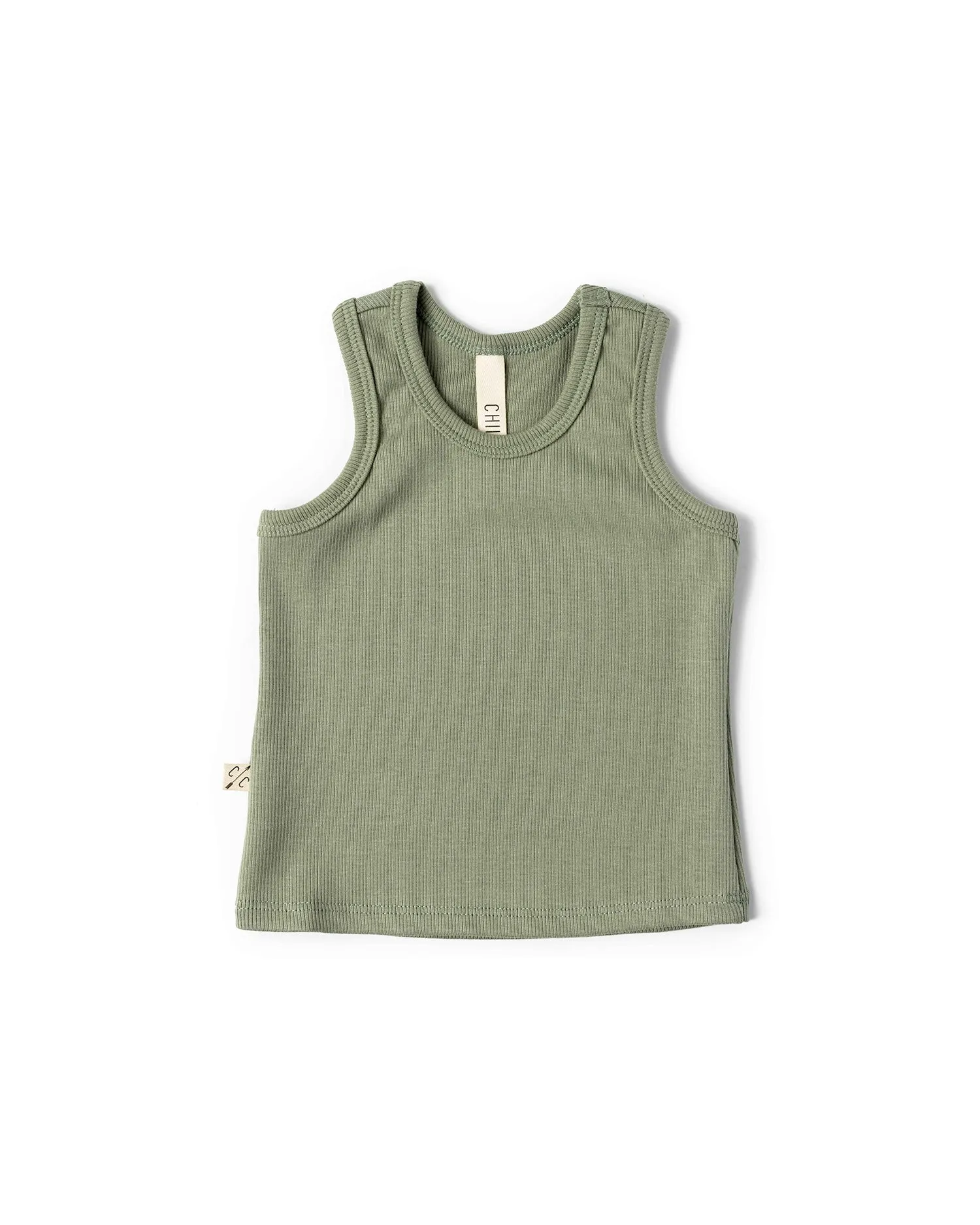 rib knit tank top CO - basil
