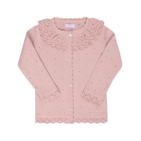Ruffled Cardigan ~ Rosewood Pink