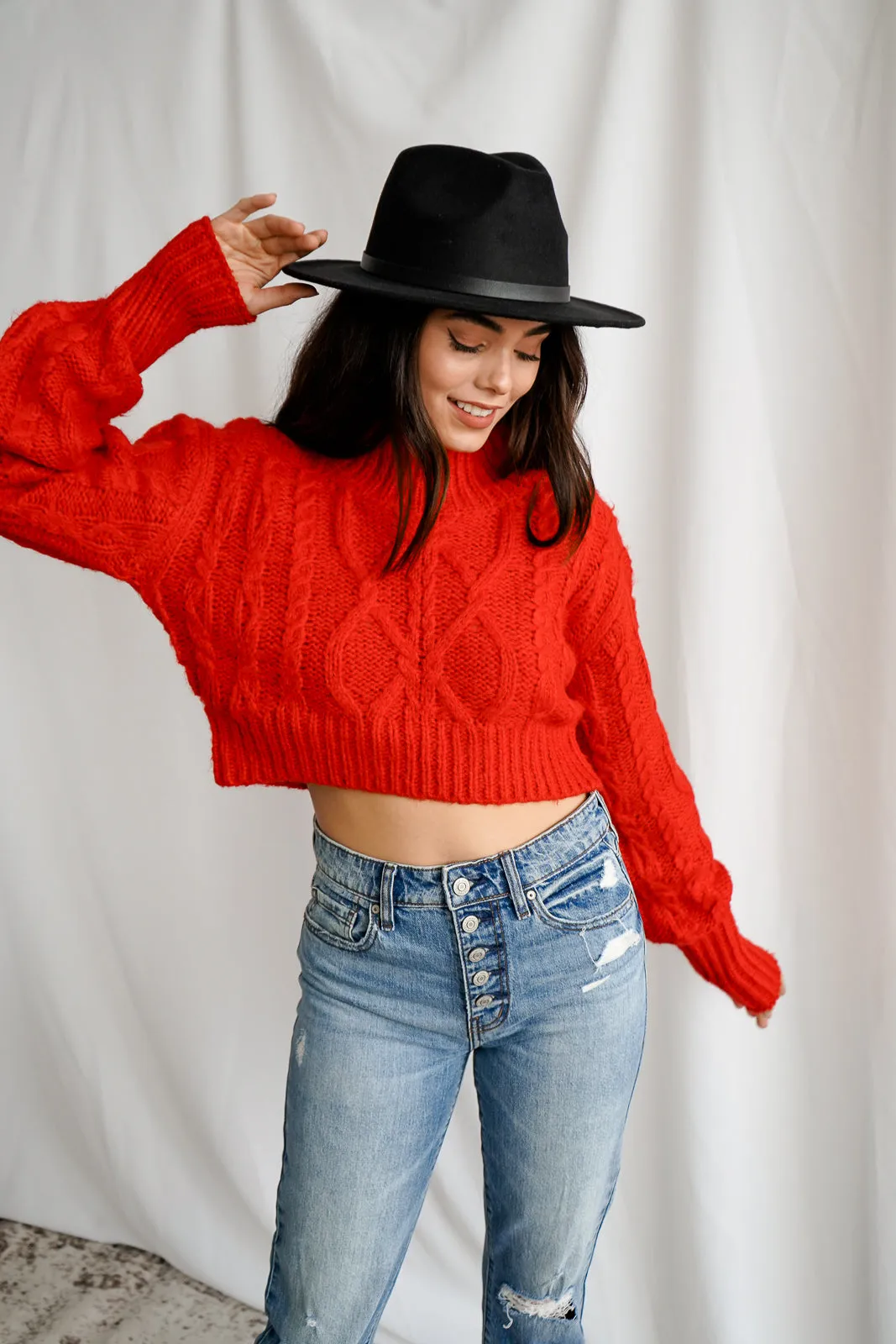 Sammy Cable Cropped Knit Sweater