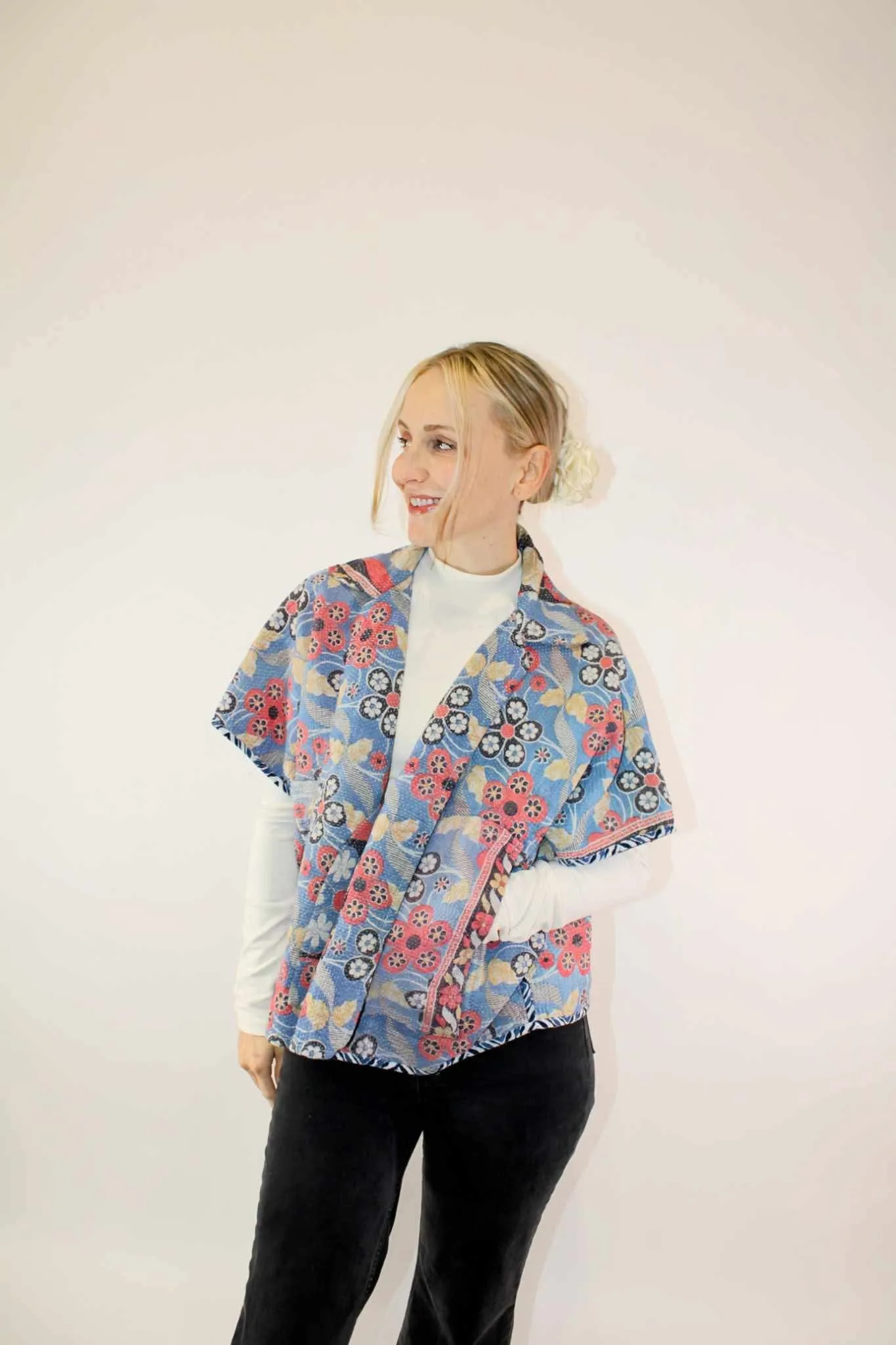 SaPeyKa Cape- Blue Floral Feel