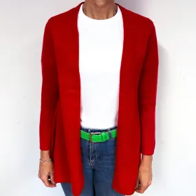 Scarlet Red Cashmere Edge to Edge Cardigan Medium
