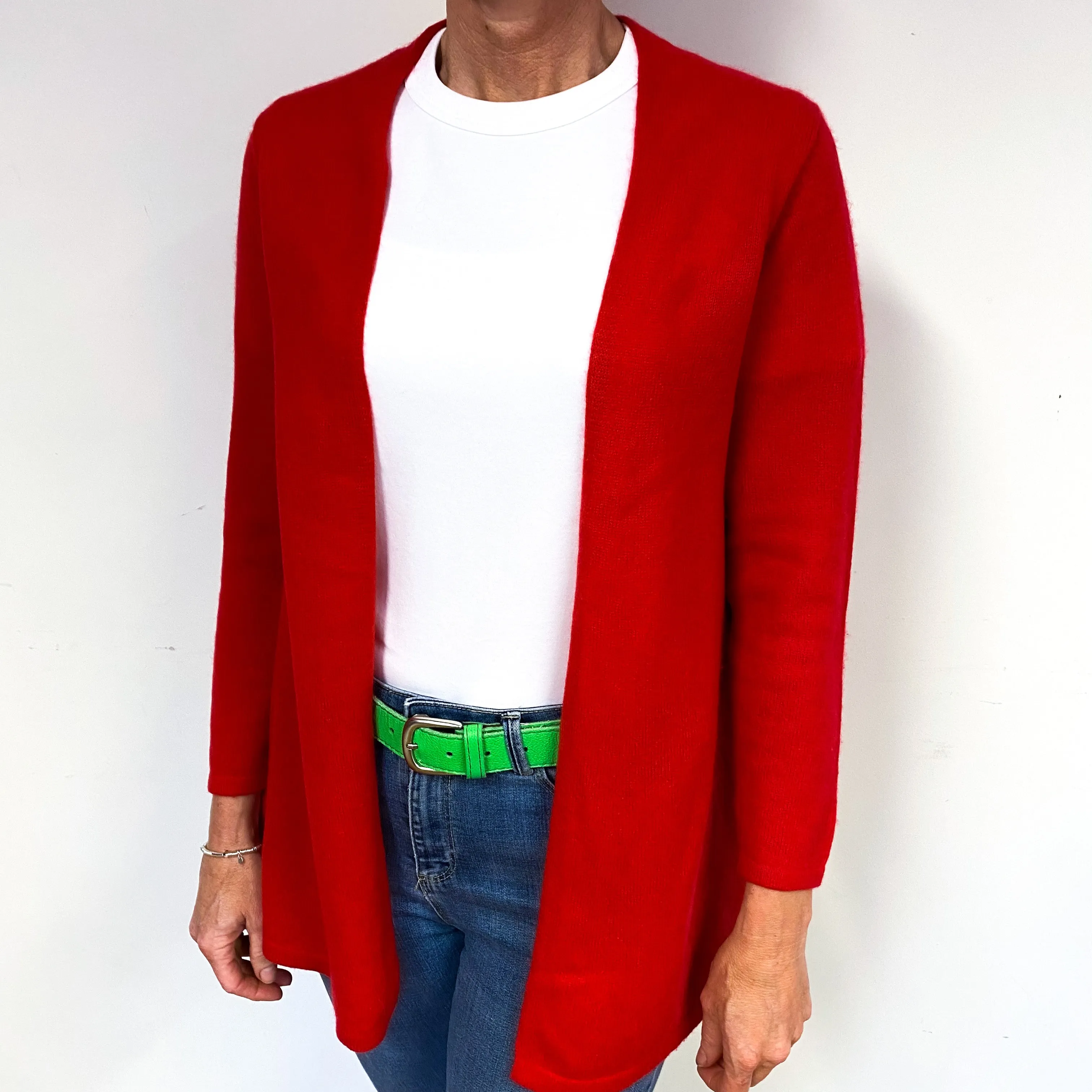 Scarlet Red Cashmere Edge to Edge Cardigan Medium