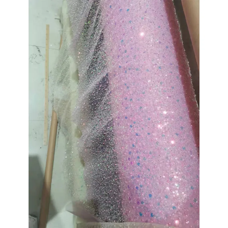 Sexy V-neck Beads High Split Sparkly Prom Dress with Slit