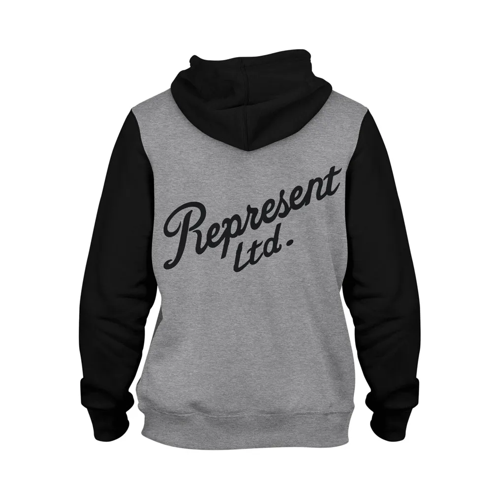 SLANTED PUFFED Premium Heavyweight Two-Tone Hoodie [H.GRAY X BLACK]