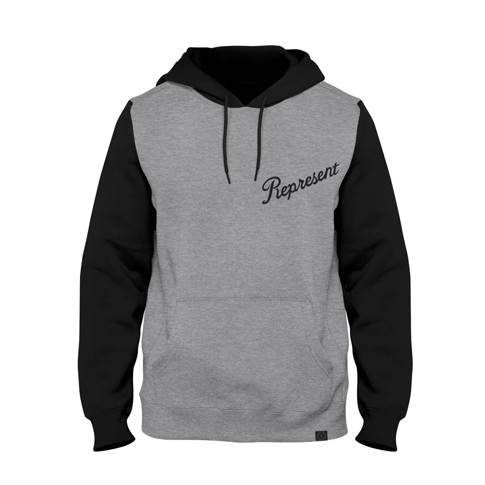 SLANTED PUFFED Premium Heavyweight Two-Tone Hoodie [H.GRAY X BLACK]