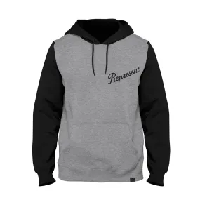 SLANTED PUFFED Premium Heavyweight Two-Tone Hoodie [H.GRAY X BLACK]