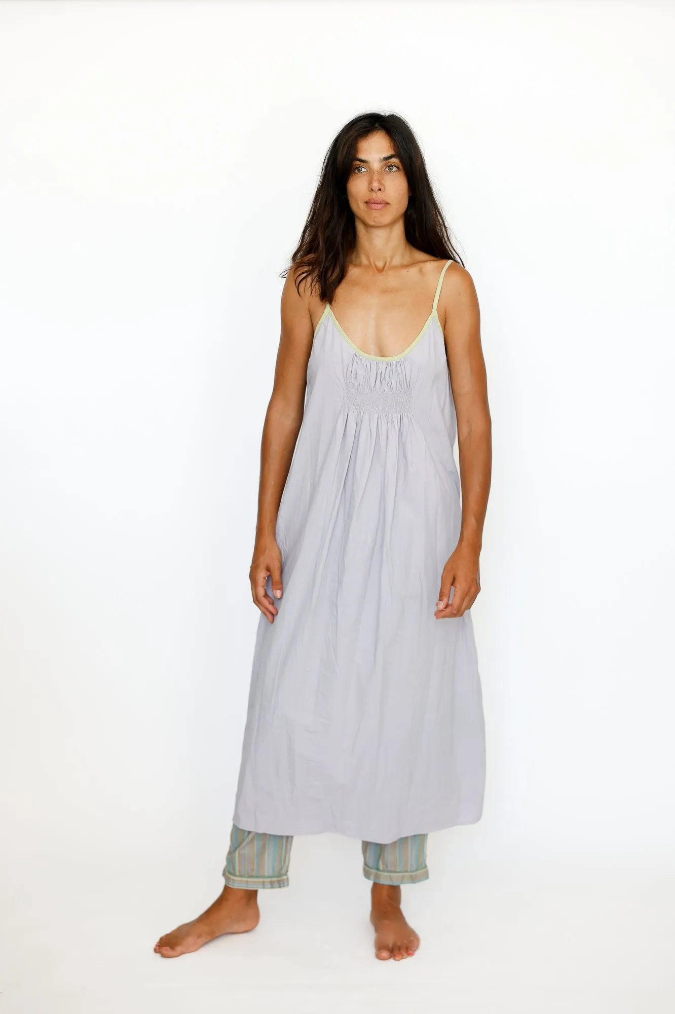 Sleeveless Gown with Shirring, Iris